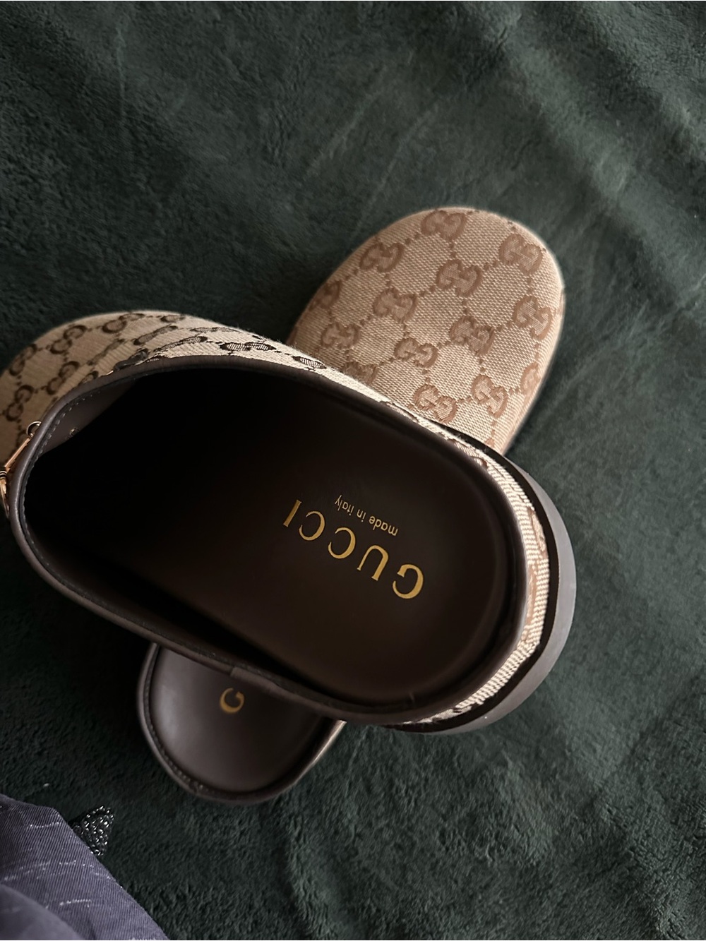 Gucci Beige Brown GG Canvas Horsebit Clogs - Picture 4 of 6